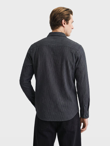 Men's Grey Slim Fit Solid Party Wear Shirt