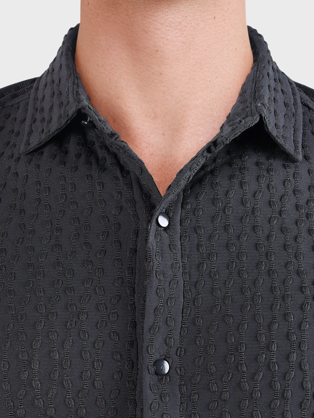 Men's Grey Slim Fit Solid Party Wear Shirt