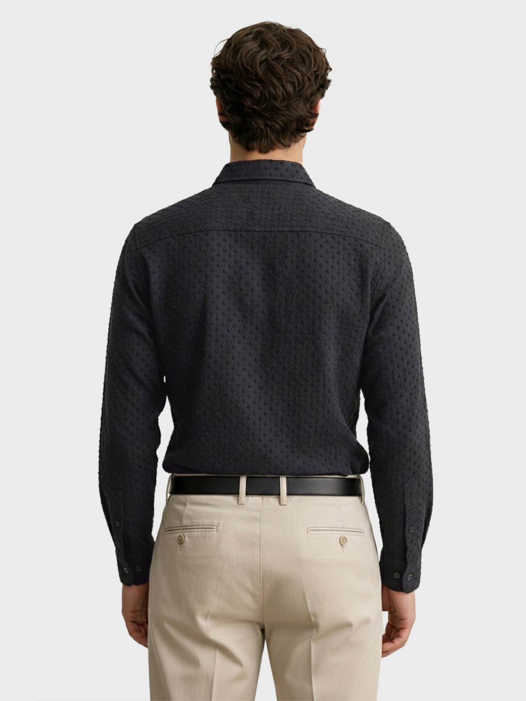 Men's Black Slim Fit Textured Party Wear Shirt