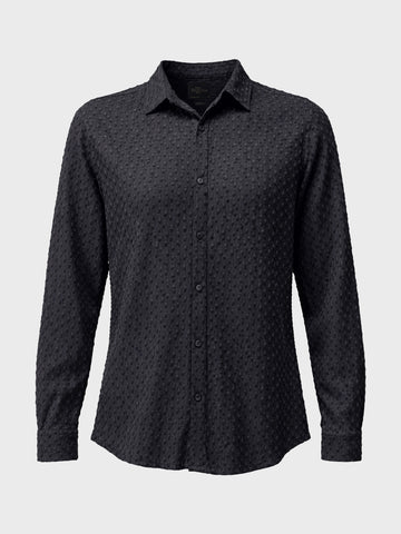 Men's Black Slim Fit Textured Party Wear Shirt