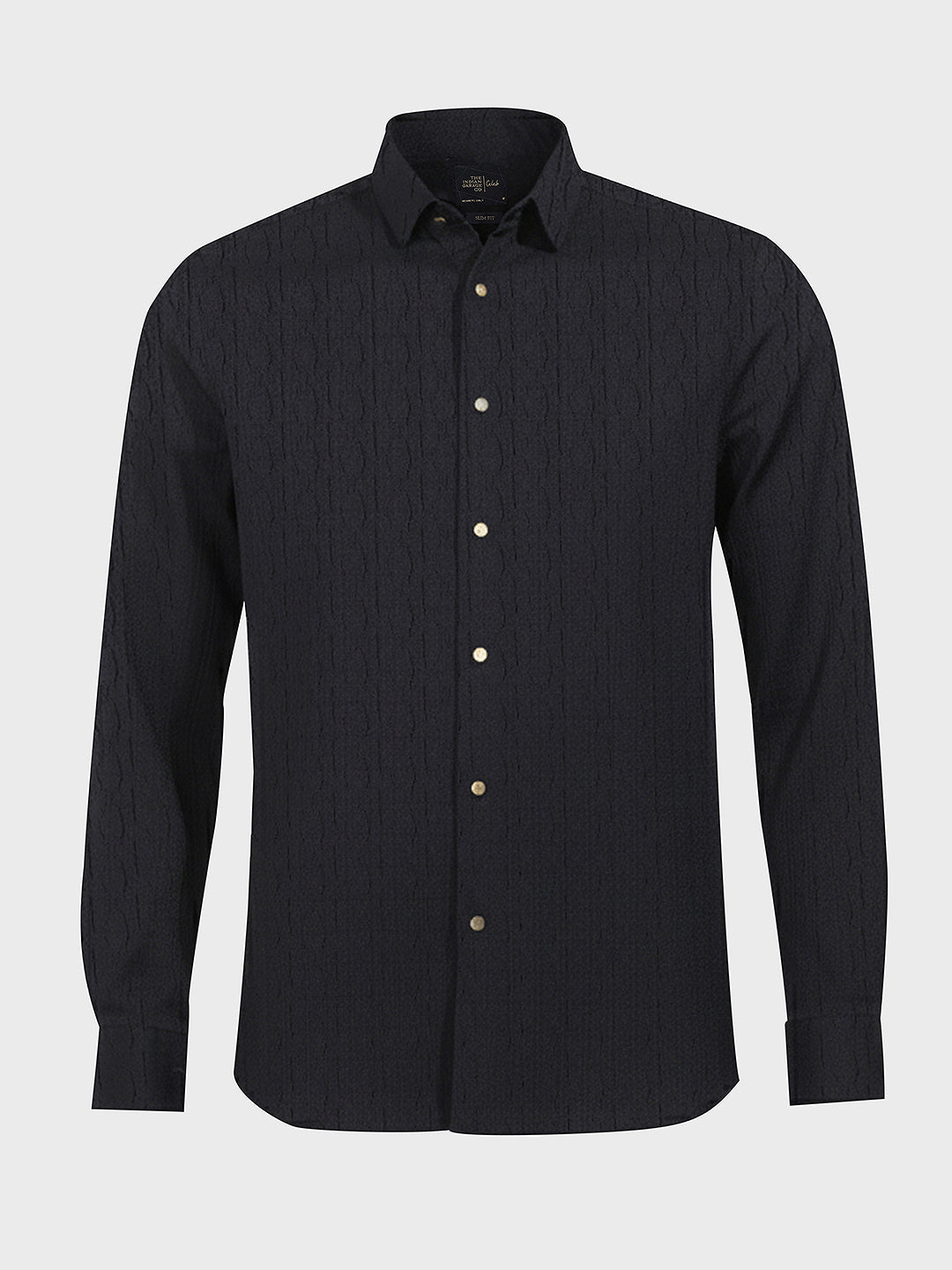 Men's Black Regular Fit Textured Party Wear Shirt