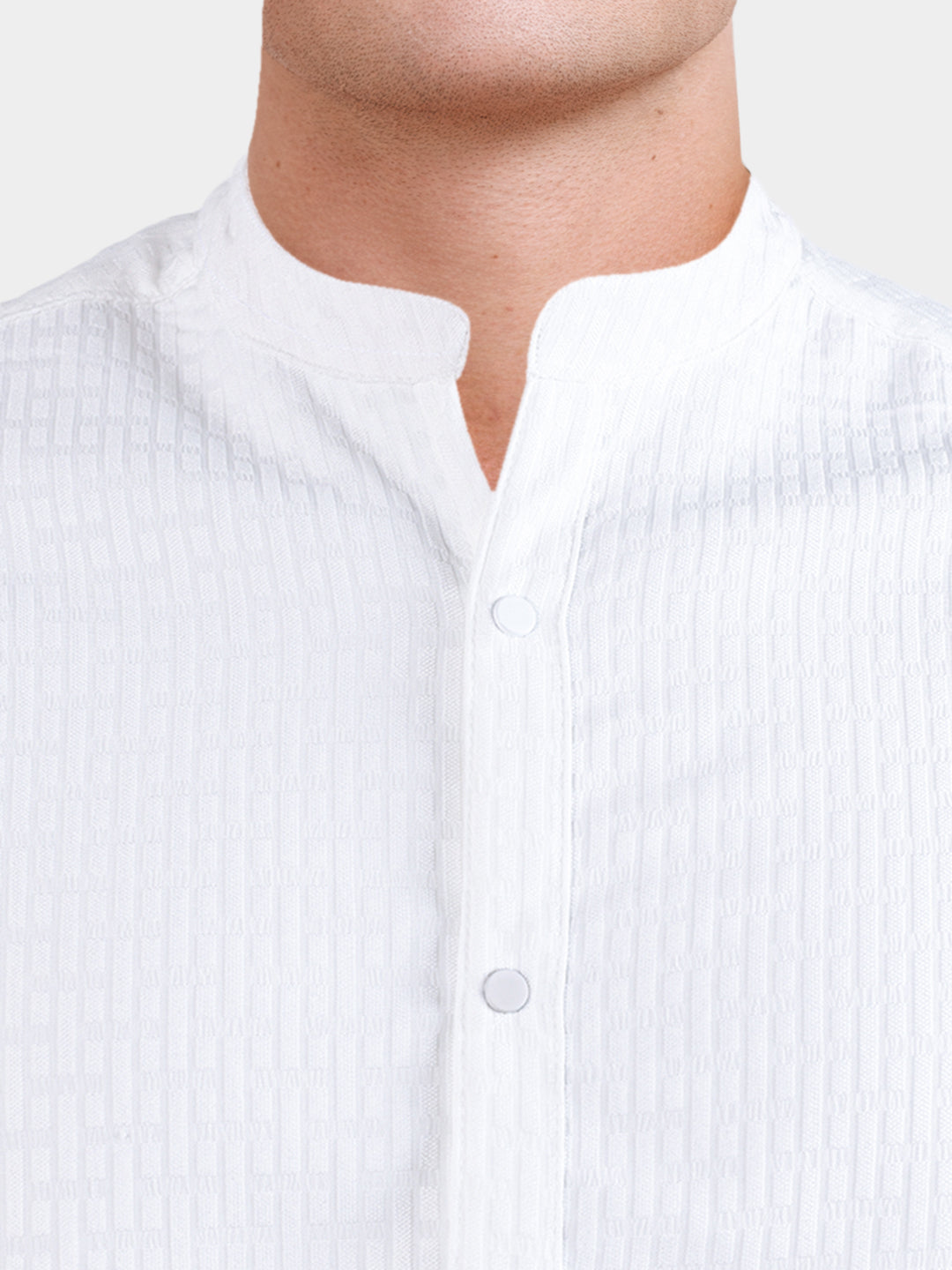 Men's White Slim Fit Textured Party Wear Shirt