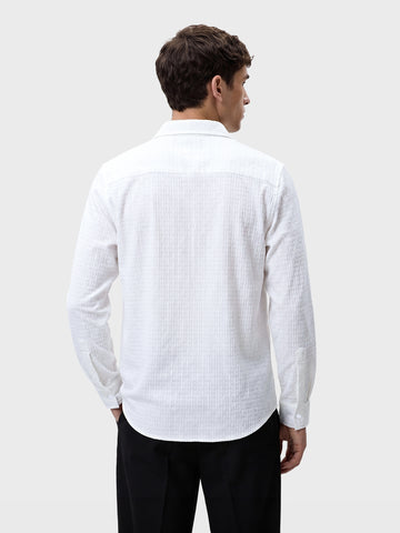 Men's White Slim Fit Textured Party Wear Shirt