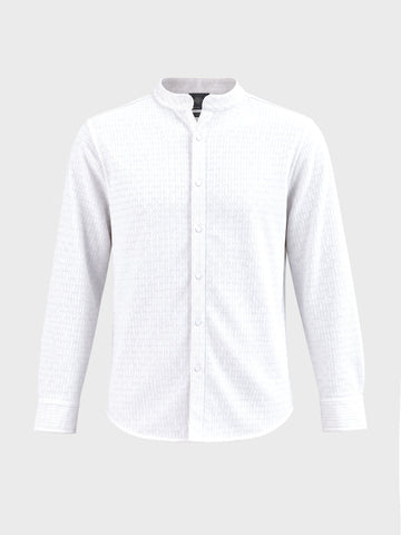 Men's White Slim Fit Textured Party Wear Shirt