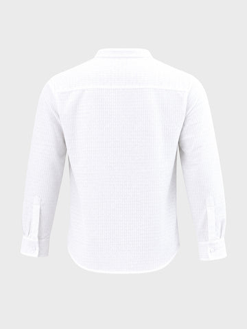 Men's White Slim Fit Textured Party Wear Shirt