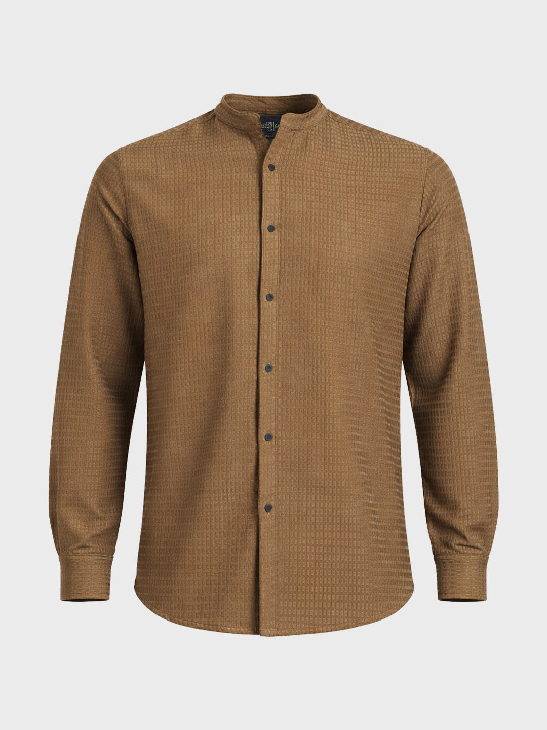 Men's Olive Slim Fit Textured Party Wear Shirt