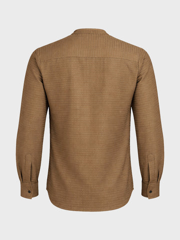 Men's Olive Slim Fit Textured Party Wear Shirt
