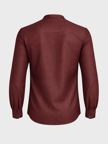 Men's Maroon Slim Fit Textured Party Wear Shirt