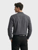Men's Grey Slim Fit Textured Party Wear Shirt