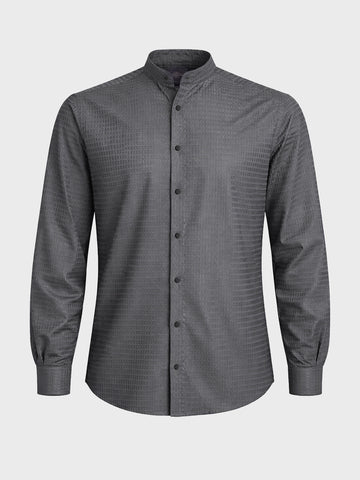 Men's Grey Slim Fit Textured Party Wear Shirt