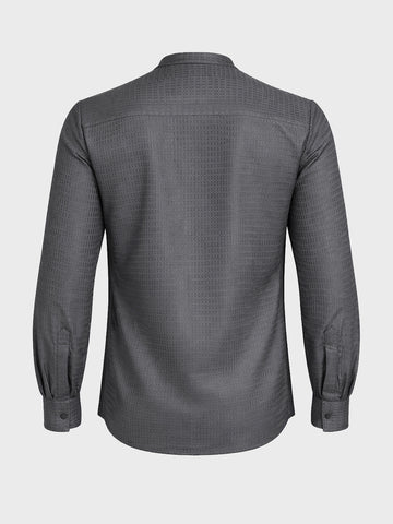 Men's Grey Slim Fit Textured Party Wear Shirt