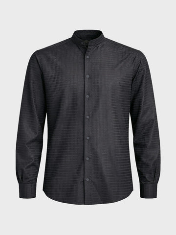 Men's Black Slim Fit Textured Party Wear Shirt