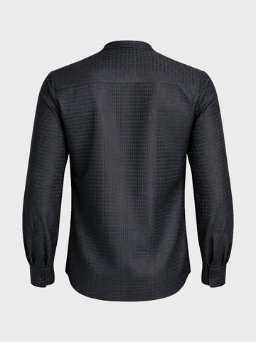Men's Black Slim Fit Textured Party Wear Shirt