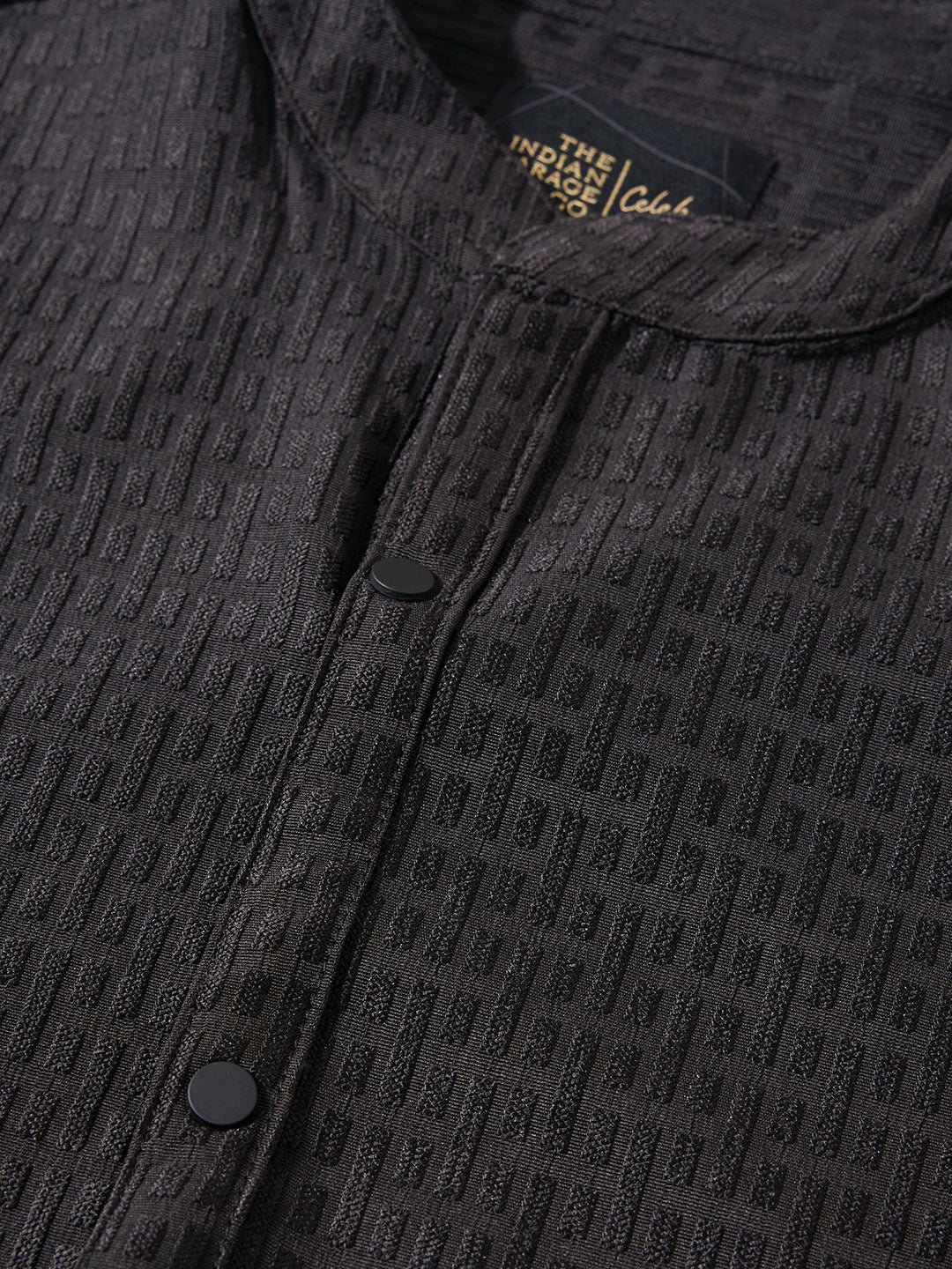 Men's Black Slim Fit Textured Party Wear Shirt