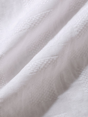 Men's White Boxy Fit Textured Resort Wear Shirt