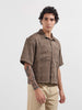 Men's Green Boxy Fit Textured Resort Wear Shirt