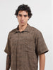 Men's Green Boxy Fit Textured Resort Wear Shirt