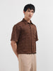 Men's Brown Boxy Fit Textured Resort Wear Shirt