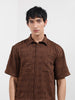 Men's Brown Boxy Fit Textured Resort Wear Shirt