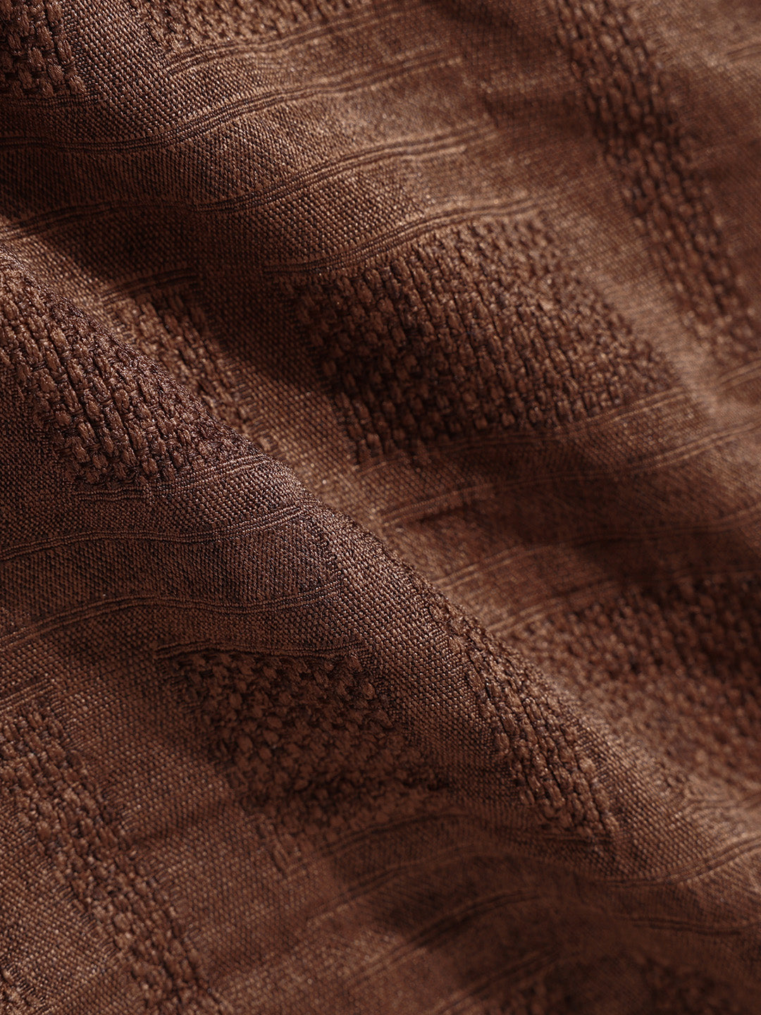 Men's Brown Boxy Fit Textured Resort Wear Shirt