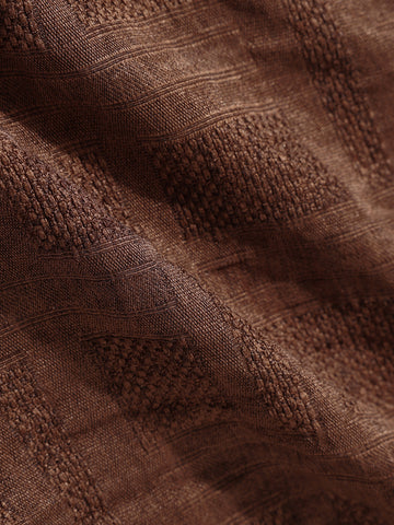 Men's Brown Boxy Fit Textured Resort Wear Shirt