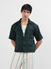 Men's Green Boxy Fit Textured Resort Wear Shirt