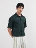 Men's Green Boxy Fit Textured Resort Wear Shirt