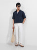 Men's Blue Boxy Fit Textured Resort Wear Shirt