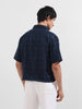 Men's Blue Boxy Fit Textured Resort Wear Shirt