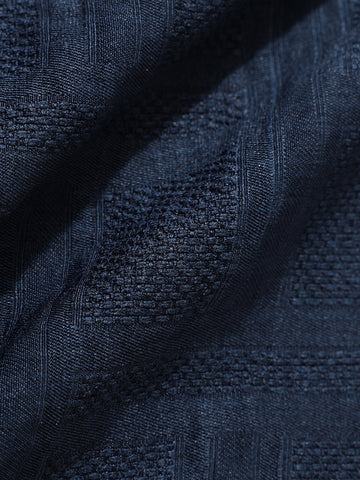 Men's Blue Boxy Fit Textured Resort Wear Shirt