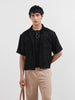 Men's Black Boxy Fit Textured Resort Wear Shirt