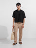 Men's Black Boxy Fit Textured Resort Wear Shirt