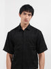 Men's Black Boxy Fit Textured Resort Wear Shirt
