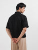 Men's Black Boxy Fit Textured Resort Wear Shirt