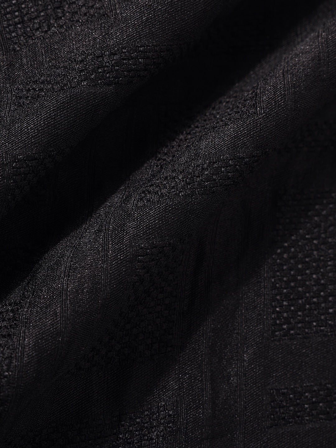 Men's Black Boxy Fit Textured Resort Wear Shirt