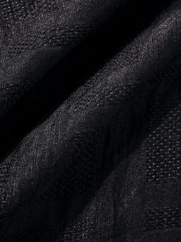 Men's Black Boxy Fit Textured Resort Wear Shirt