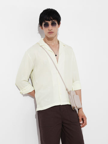 Men's Cream Relaxed Fit Resort Wear Shirt
