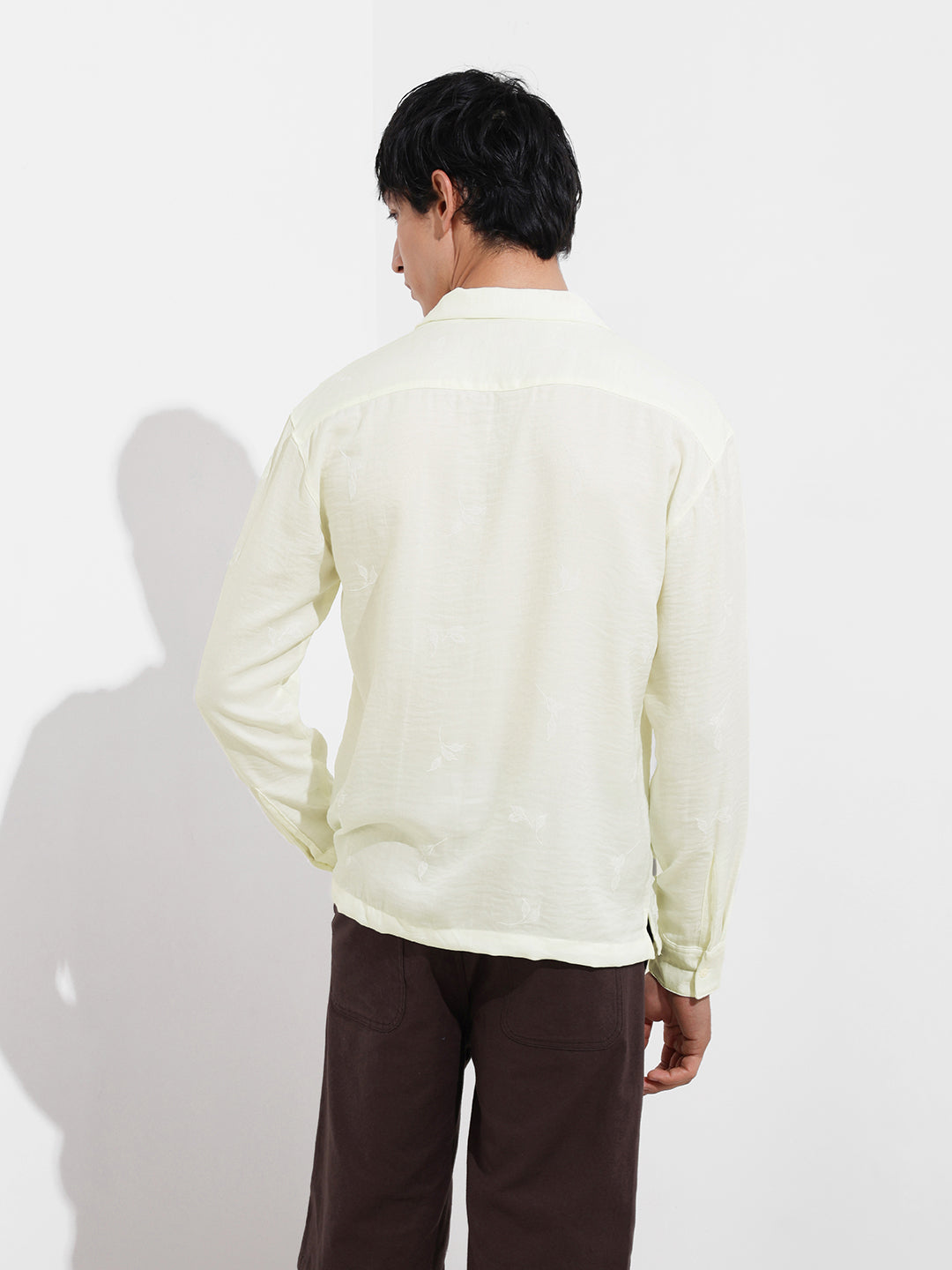 Men's Cream Relaxed Fit Resort Wear Shirt