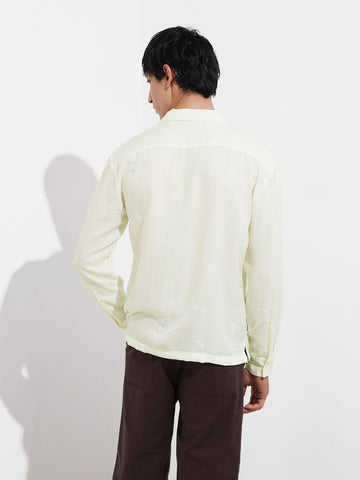 Men's Cream Relaxed Fit Resort Wear Shirt