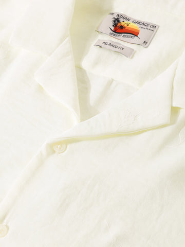 Men's Cream Relaxed Fit Resort Wear Shirt