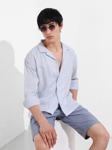 Men's Purple Relaxed Fit Resort Wear Shirt