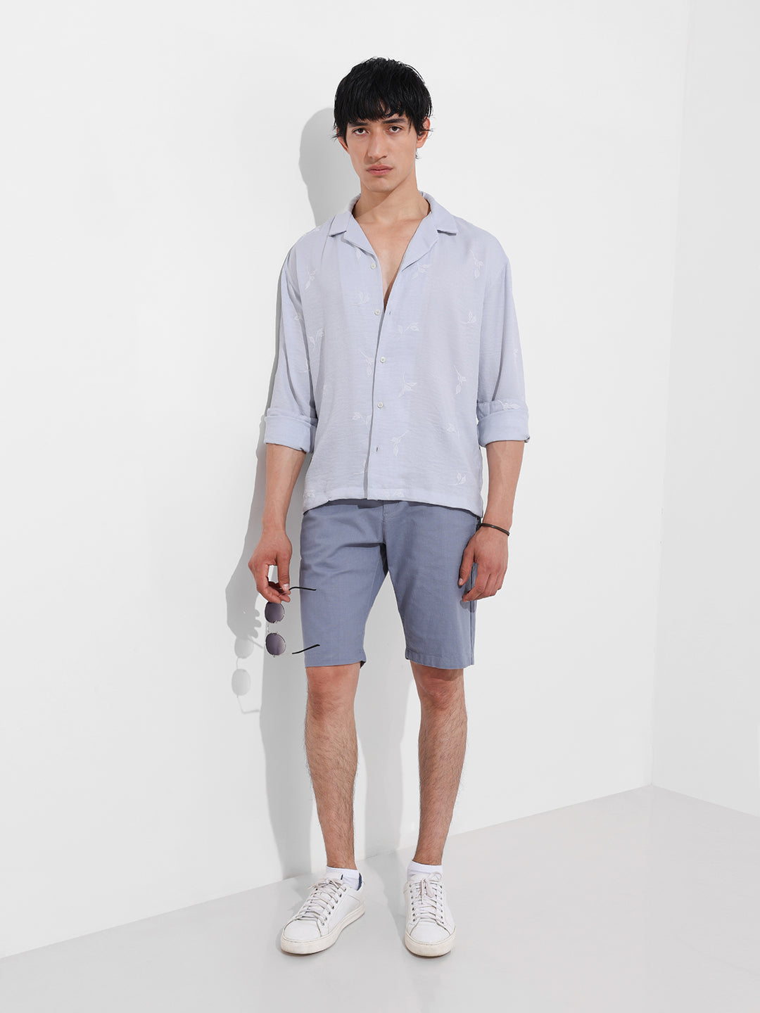 Men's Purple Relaxed Fit Resort Wear Shirt