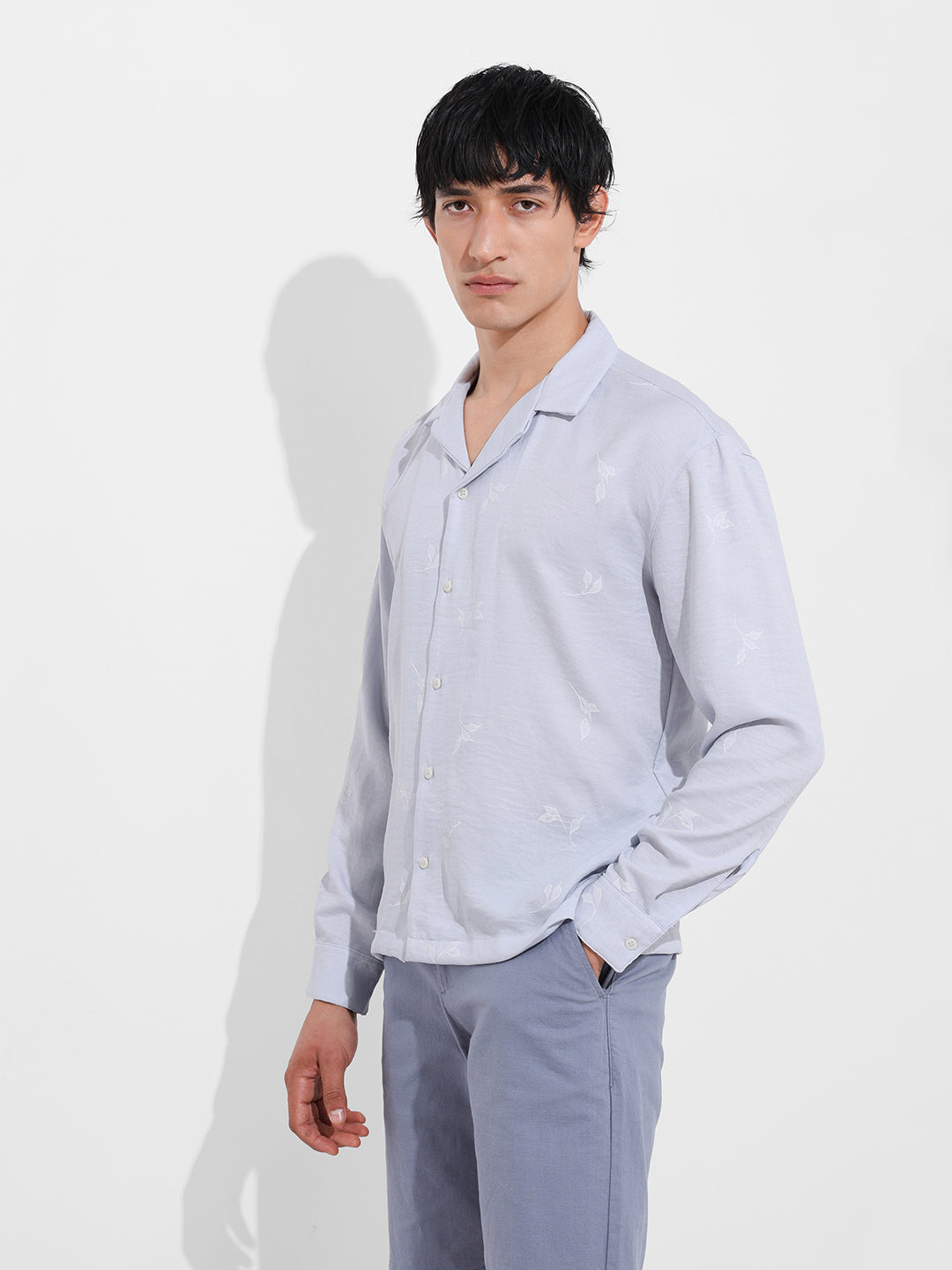 Men's Purple Relaxed Fit Resort Wear Shirt