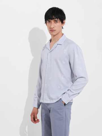 Men's Purple Relaxed Fit Resort Wear Shirt