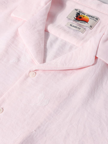 Men's Pink Relaxed Fit Resort Wear Shirt