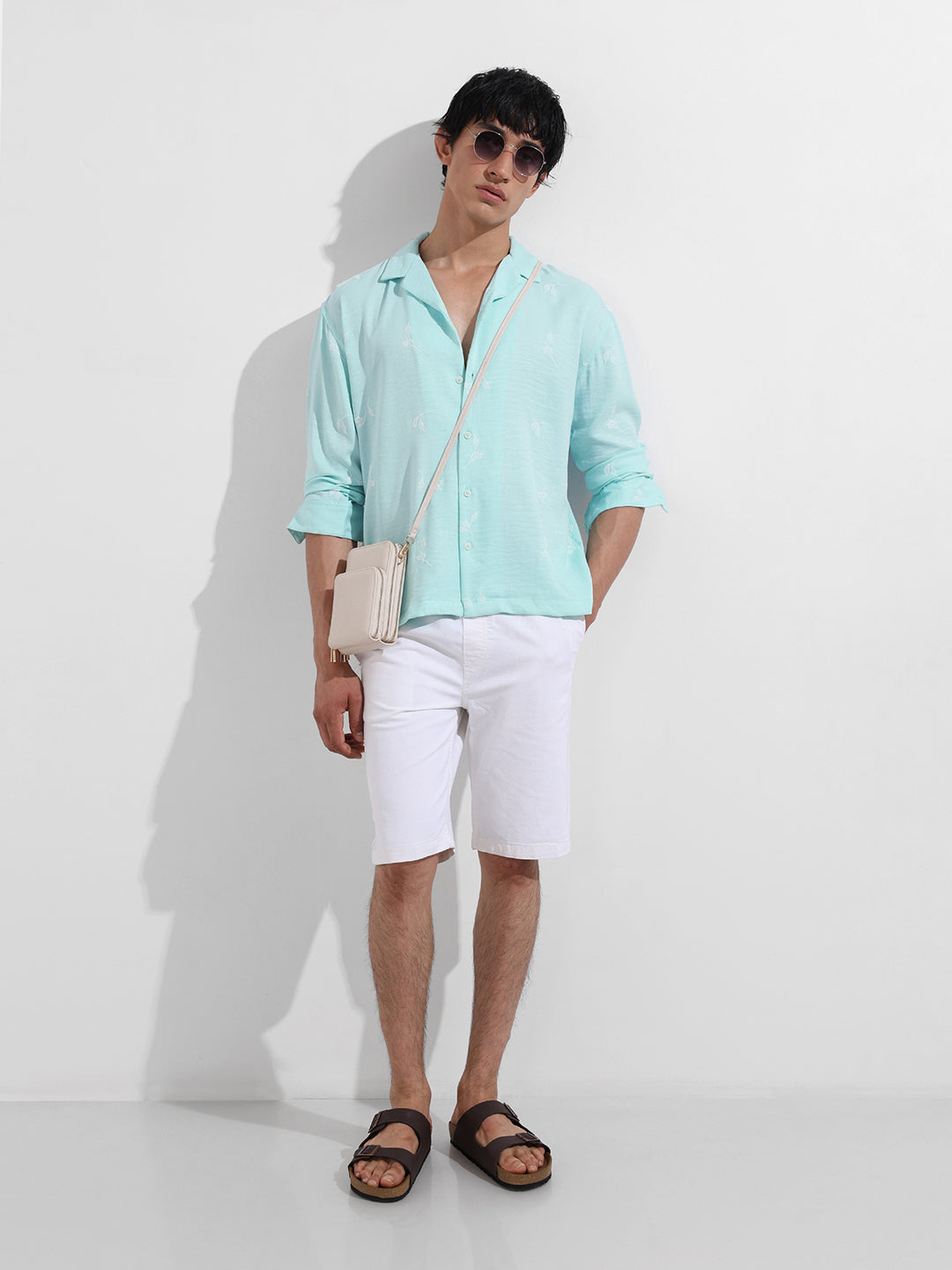 Men's Green Relaxed Fit Resort Wear Shirt