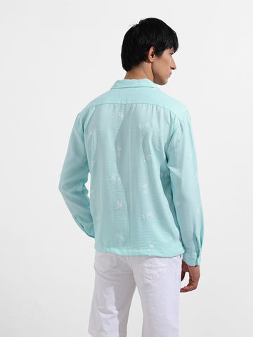 Men's Green Relaxed Fit Resort Wear Shirt