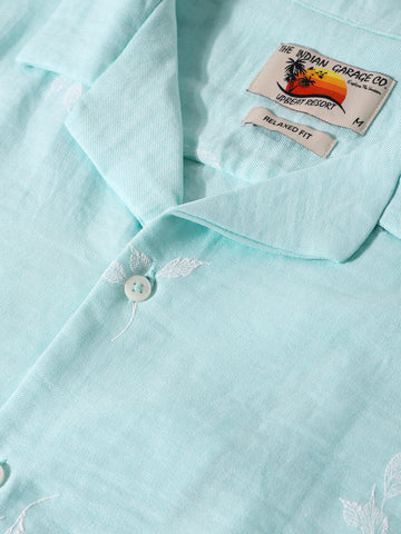 Men's Green Relaxed Fit Resort Wear Shirt