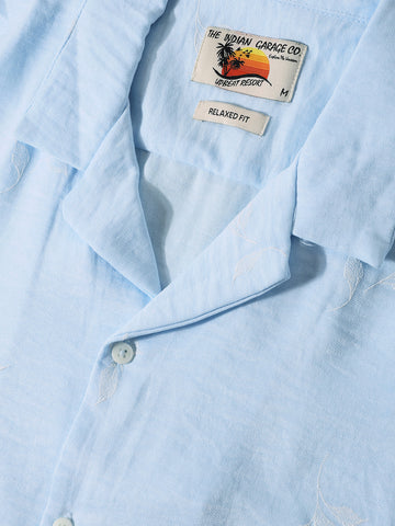 Men's Blue Relaxed Fit Resort Wear Shirt