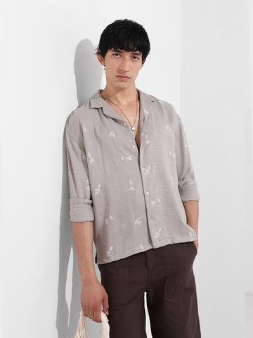 Men's Brown Relaxed Fit Resort Wear Shirt